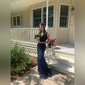 Navy Blue Ellie Wilde Prom Dress